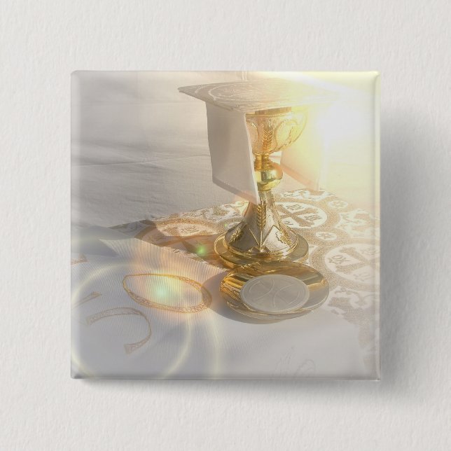 Förkroppsliga av Kristus kvadrerar klämmer fast Knapp (Framsida)