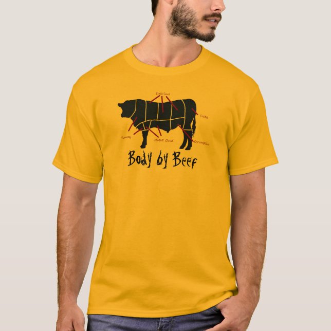 Förkroppsliga vid nötkött! Den roliga Tee Shirt (Framsida)