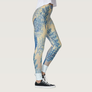 "Förkroppsligar blom- blått för Faux damasker f Leggings