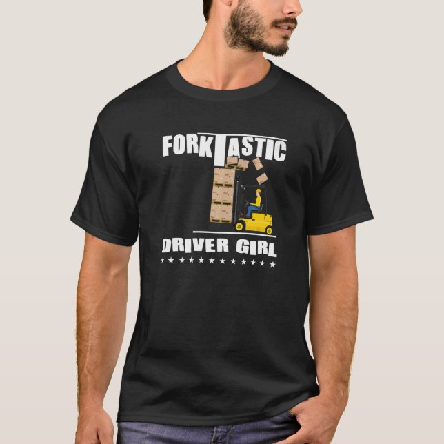 Forktastic Forklift Driver Girl   Forklift T Shirt (Framsida)