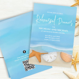 Förlängning av blå vattenfärg, vinterfärg QR-kod Inbjudningar