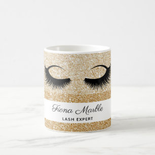 Förlängning av konstnärer ögon guld glitter kaffemugg