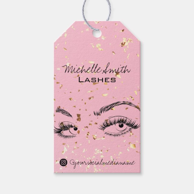 Förlängning av lash Lash Guld Glitter Aftercare Ki Presentetikett (Framsidan)