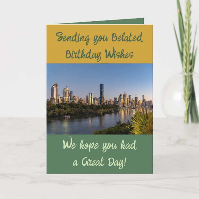 Förlängt födelsedag önskemål lägg till bild grönt  kort (Framsida)