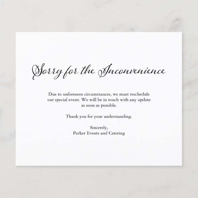 Förlåt | Annullering av Elegant för BUDGETEN (Framsida)