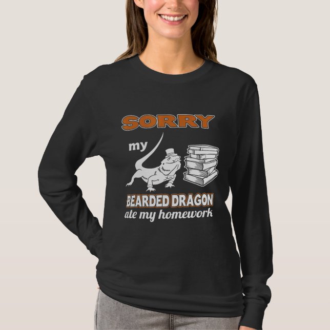 Förlåt att Dragon Ate Min hemläxa Beardie T Shirt (Framsida)