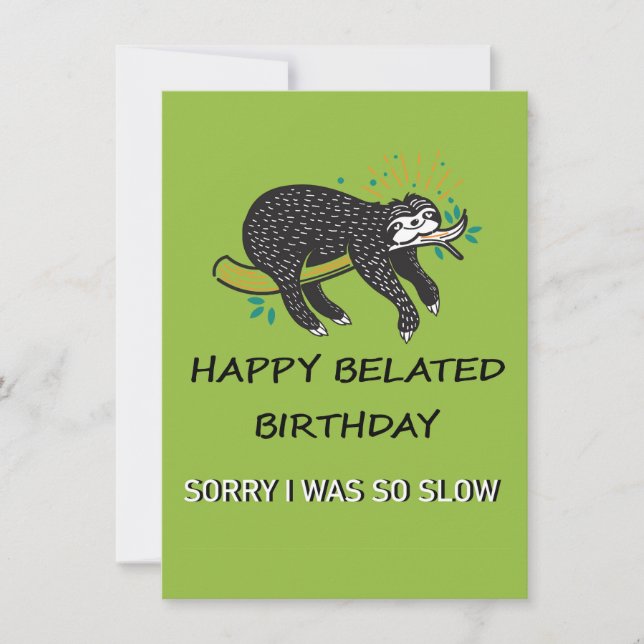 Förlåt att jag är sen. Lycklig Belad Birthday Anteckningskort (Framsida)