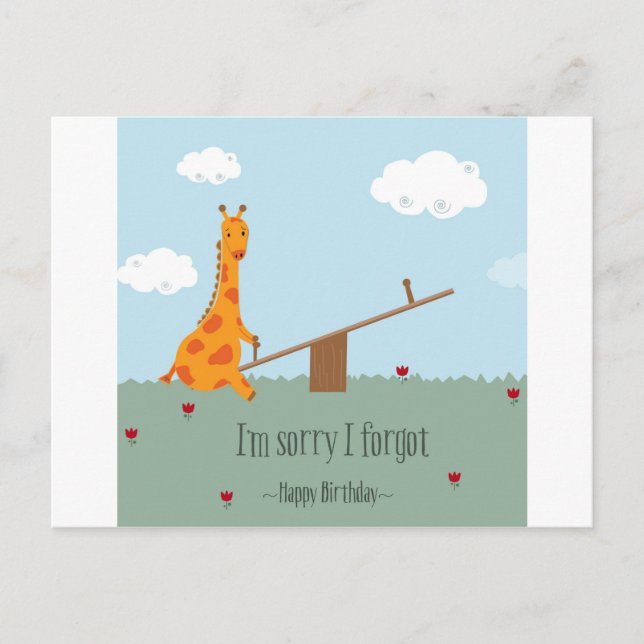 Förlåt att jag glömde - Grattis på födelsedagen Vykort (Framsida)