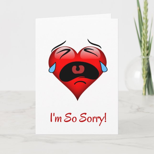 Förlåt att jag Gråter Red Heart Kort (Framsida)