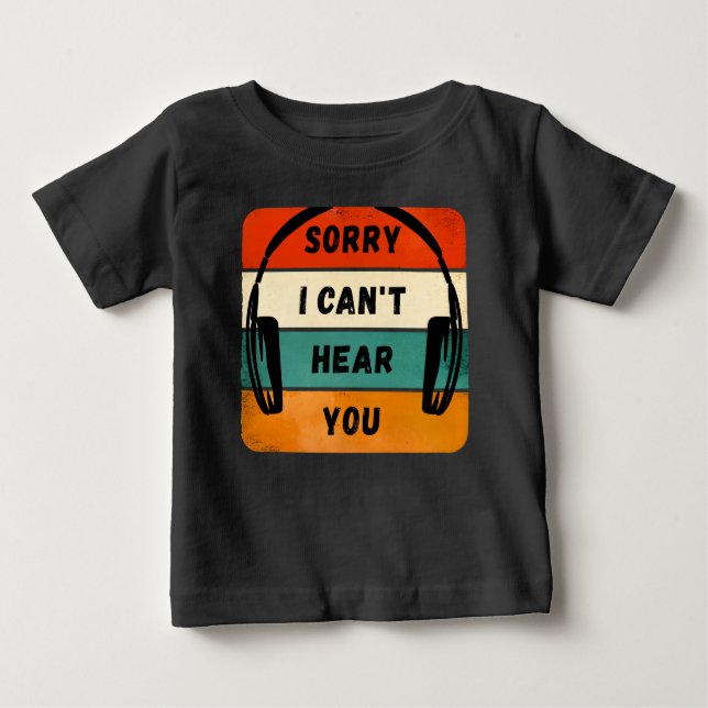 Förlåt att jag inte hör dig - Retro-hörlurar T Shirt (Framsida)