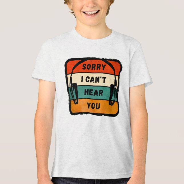 Förlåt att jag inte hör dig - Retro-hörlurar T Shirt (Framsida)