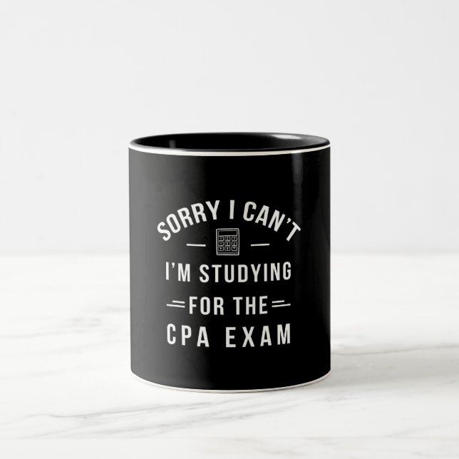 Förlåt att jag inte kan studera CPA Exam Funny Gif Två-Tonad Mugg (Center)