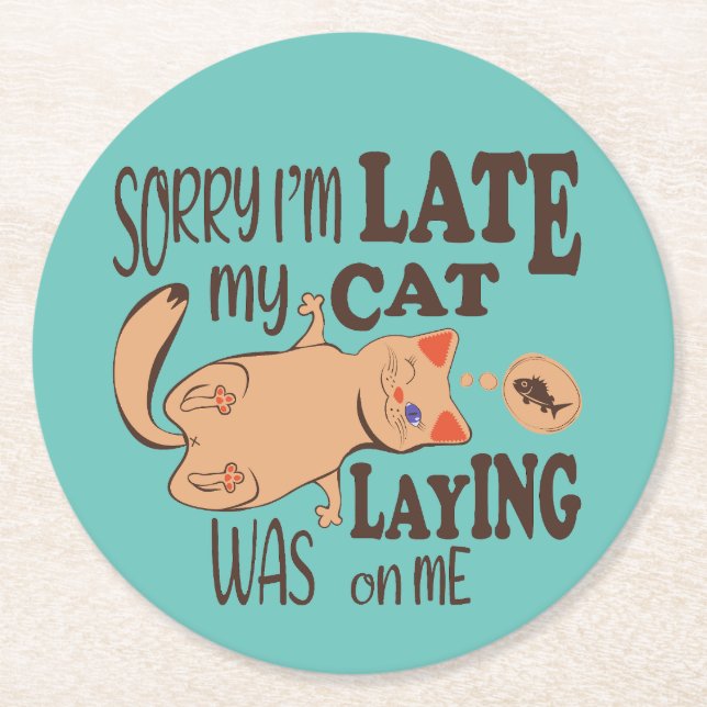 Förlåt att jag kom sent. underlägg papper rund (Framsidan)