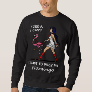Förlåt att jag måste gå min Flamingo Bird Lång Ärmad Tröja