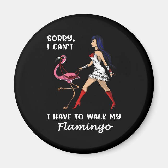 Förlåt att jag måste gå min Flamingo Bird Magnet (Framsidan)