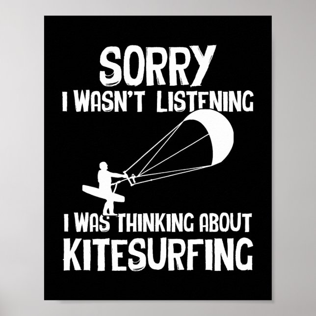Förlåt att jag tänkte på Kitesurfing Watersport Poster (Framsidan)