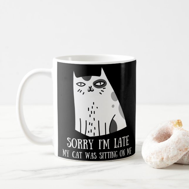 Förlåt att jag var sen Sitta på mig. Kaffemugg (Med munk)