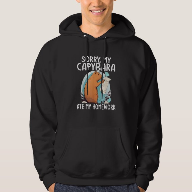 Förlåt att min Capybara Ate My Homwork Funny Hoodie (Framsida)