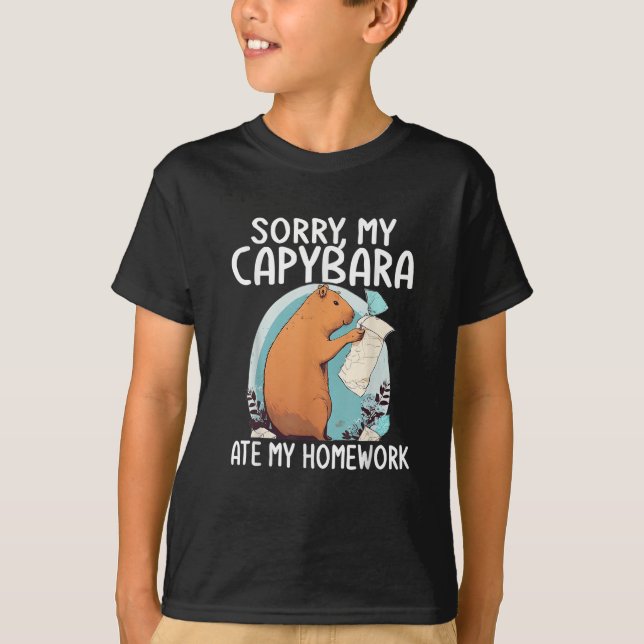 Förlåt att min Capybara Ate My Homwork Funny T Shirt (Framsida)