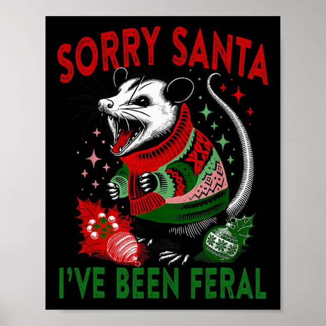 Förlåt att Santa jag har varit Feral Funny Feral O Poster (Framsidan)
