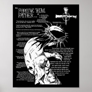 Förlåt dem Fader Anime Jesus Kors T-shirt Poster