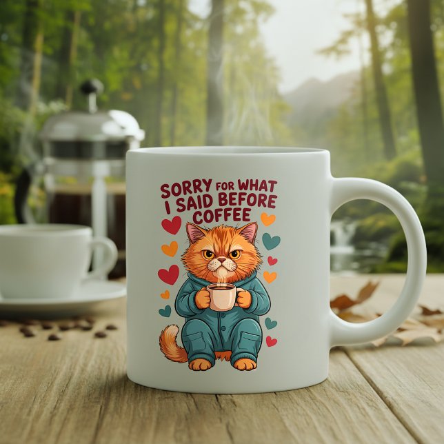 Förlåt för vad jag sa före kaffe Två-Tonad mugg (Skapare uppladdad)