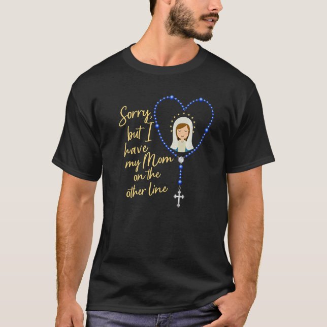 Förlåt Line Rosary Catholique Humor Cute T Shirt (Framsida)