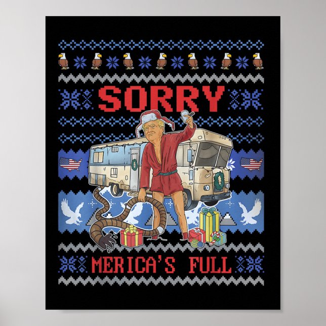Förlåt Mericas Fullt Funny Trump Ugly jul Poster (Framsidan)