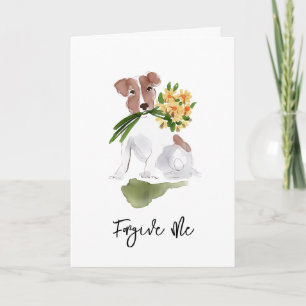 Förlåt Mig Vänligen Valp Blommor Söt Terrier Konst Kort