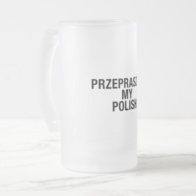 Förlåt mitt polska språk frostat ölglas (Framsida vänster)
