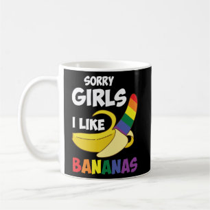Förlåt tjejer jag gillar bananer, HBT Gay pride ts Kaffemugg