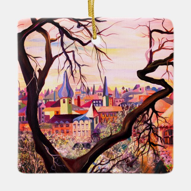 Förlikning av Fransken för vattenfärg i Luxemburg Julgransprydnad Keramik (Framsida)