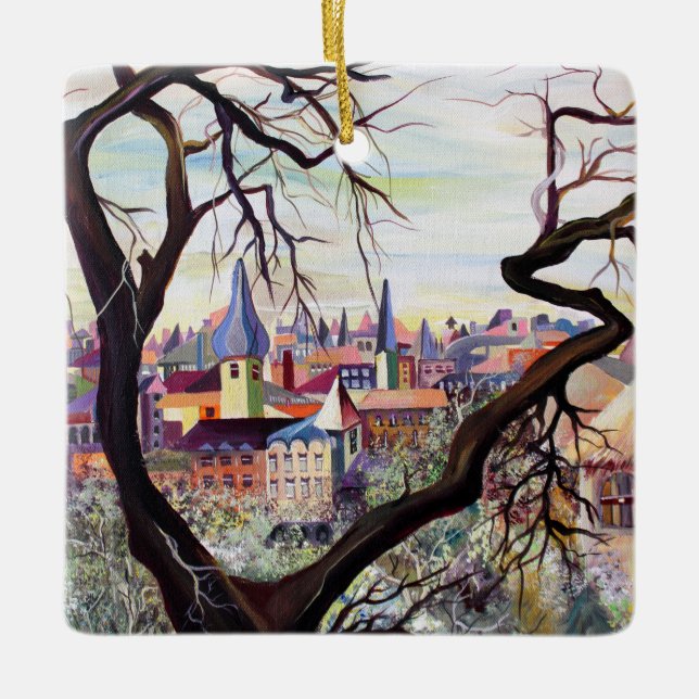 Förlikning av Fransken för vattenfärg i Luxemburg Julgransprydnad Keramik (Framsida)