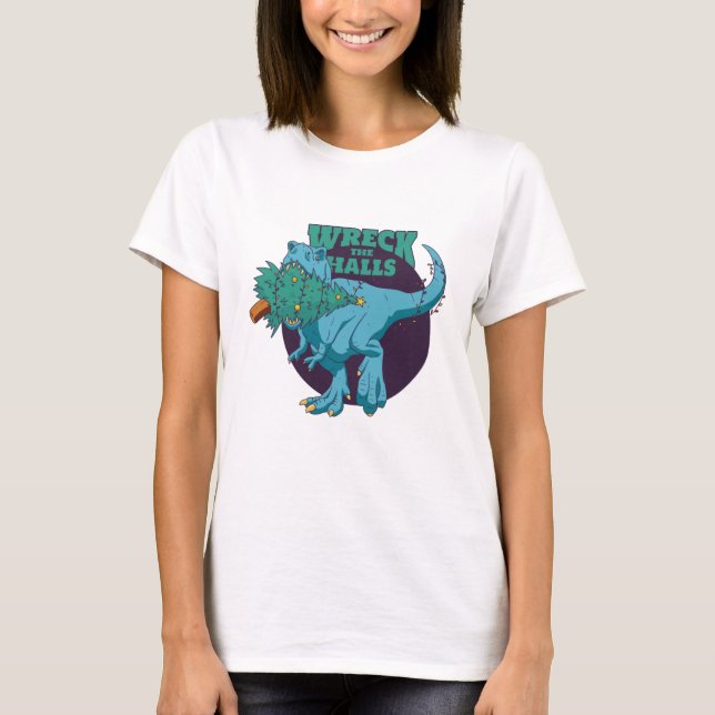 Förlisning av Halls T-rex-jul T Shirt (Framsida)