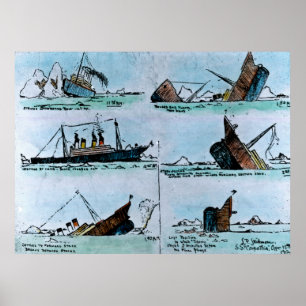 Förlisning av RMS Titanic Vintage Illustration Poster