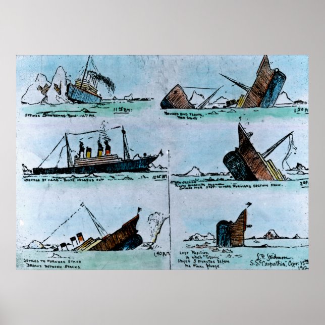 Förlisning av RMS Titanic Vintage Illustration Poster (Framsidan)