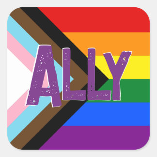 Förlopp - Pridet Flagga Ally Grunge-teckensnitt Fyrkantigt Klistermärke