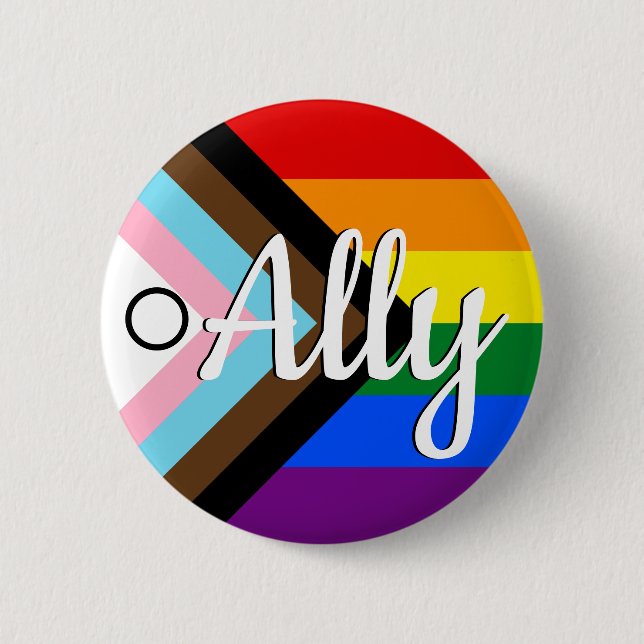 Förloppsknapp med Pridet I cirkel Ally Knapp (Framsida)