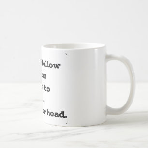 Förlora ditt huvud i sömnig fördjupning kaffemugg