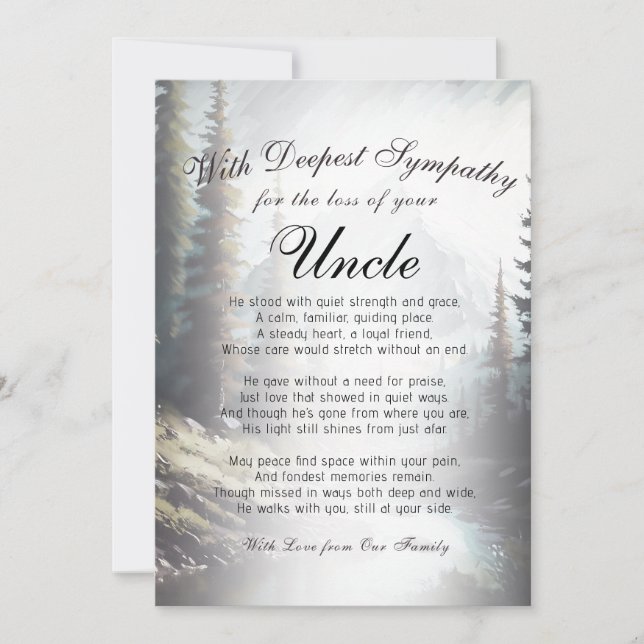 Förlora en farbror Memorial Kort (Framsida)