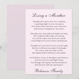 Förlora Mor Dikt Kort
