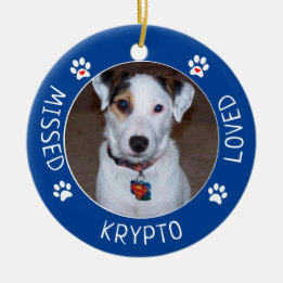Förlorad| Anpassningsbar Hund Memorial Julgransprydnad Keramik