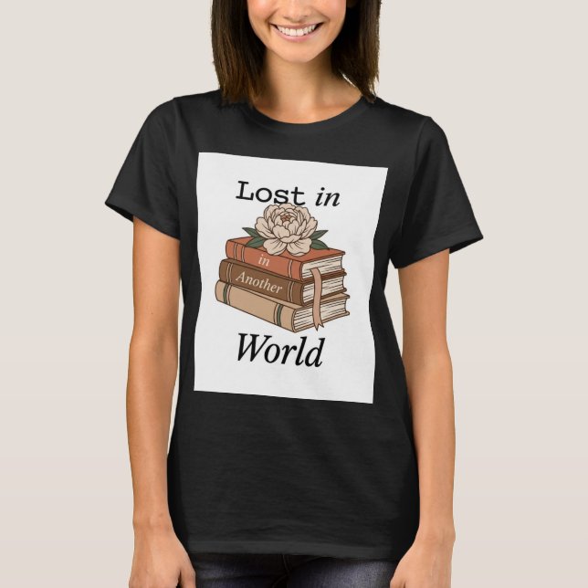 Förlorad i en annan värld - Bokstapel T-shirt (Framsida)