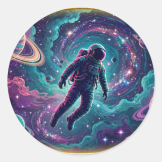 Förlorad i nebulosan — Astronaut Rymdkonst Runt Klistermärke
