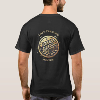 Förlorad Skattjägare Logotyp med Text på Baksidan T Shirt
