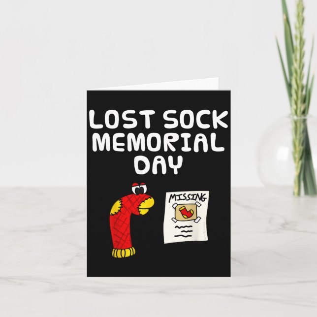 Förlorad strumpminnedag, tvättarbetare rolig  kort (Framsida)