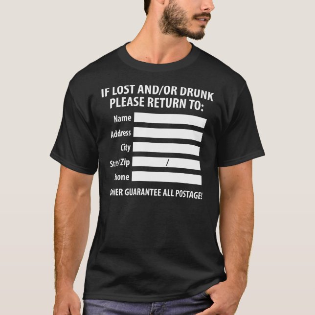 Förlorade/fylleristreturetiketten Tee Shirt (Framsida)