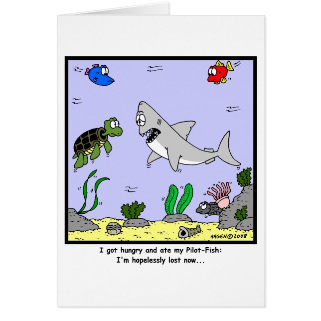 Förlorade: Hajtecknad Hälsningskort (Framsidan)