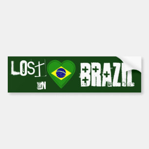 Förlorade i Brasilien - brasiliansk flaggahjärta Bildekal