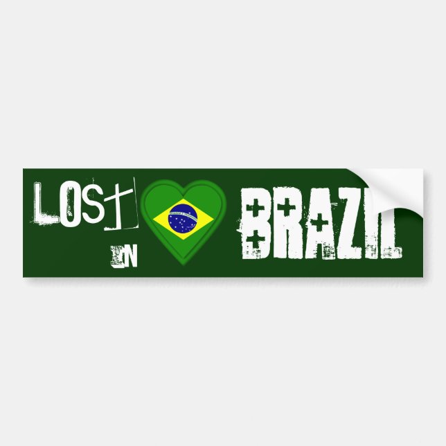 Förlorade i Brasilien - brasiliansk flaggahjärta Bildekal (Framsidan)